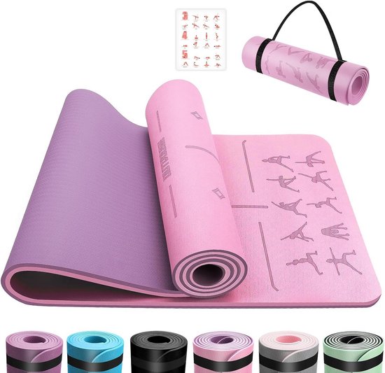 Antislip Yogamat TPE 6mm Dik - Huidvriendelijk & Inclusief Draagriem voor Yoga, Pilates en Fitness
