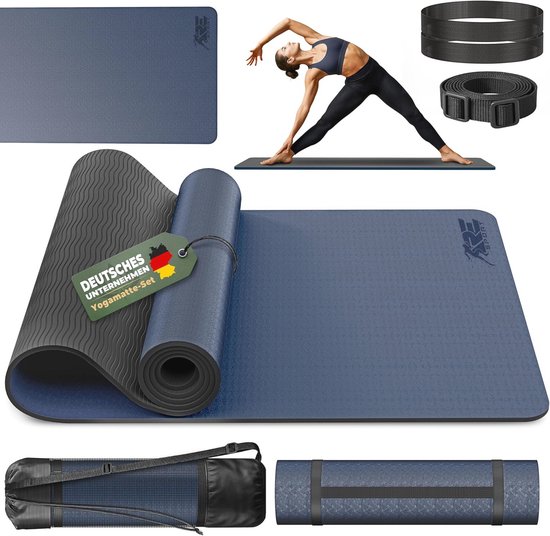 Antislip Yogamat - TPE Fitnessmat voor Gymnastiek en Yoga - 183 x 61 x 0,6 cm
