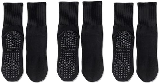 Antislip yogasokken (3 paar) Zwart