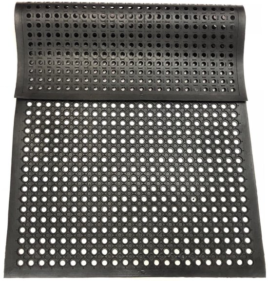 Antislip Zwembad Vloermat - Rubberen Drainage Mat - 50 x 80 cm - Geschikt voor Natte Ruimtes - Gewrichtsvriendelijk - Geschikt voor Zwembadomgeving - Eenvoudig Schoon te Maken - Stevig en Duurzaam - Zwart
