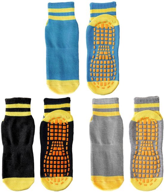 Antislipsokken 3 Paar - Antislip Sokken Dames - Geschikt voor Yoga/Pilates/Dans - Maat 35-38 - Polyester-Katoen - Comfortabel Ontwerp - Yogasokken