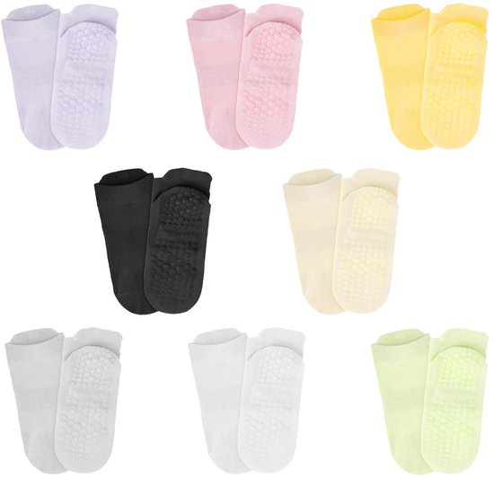 Antislipsokken voor dames, 8 paar, maat 39-42, voor pilates, yoga, zacht, katoenen stoppersokken, antislip, voor vrouwen, ballet, dans, fitness, revalidatie, thuis