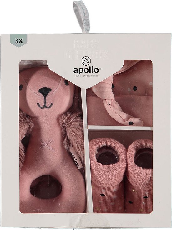 Apollo - Kraamcadeau - Baby - Konijn - Roze - New born van Apollo