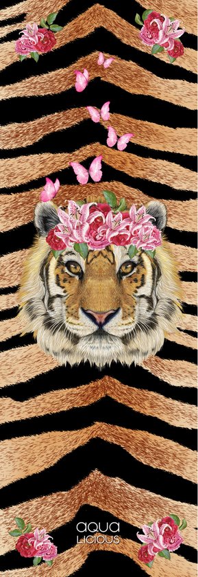 Aqua-licious - Yogamat met draagriem - anti slip - fitnessmat - extra dik - 183*61*0.6cm - Design Tiger Lily van Aqua-licious