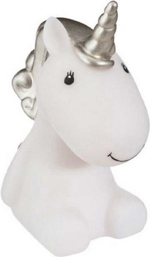 Atmosphera Nachtlampje LED - Unicorn - zilver - kunststof - 12 x 7 x 13.5 cm - kinderkamer van Atmosphera