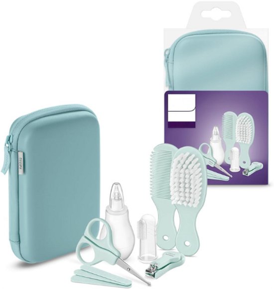 Avent Babyverzorgingsset - Complete 9-Delige Baby Verzorgingskit - Nagelknipper - Schaar - Kam - Haarborstel - Neusreiniger - Vingertandenborstel van Avent