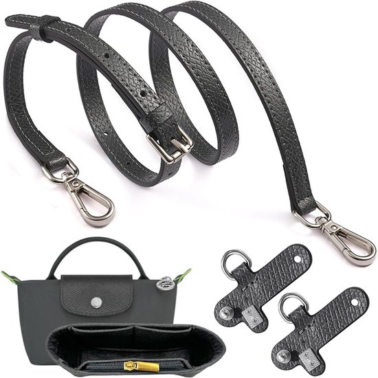 Bag Organiser met Schouderband voor Longchamp Tas - Draagriem voor Mini Tas - Grijs Accessoire voor Organisatie en Comfort van Merkloos