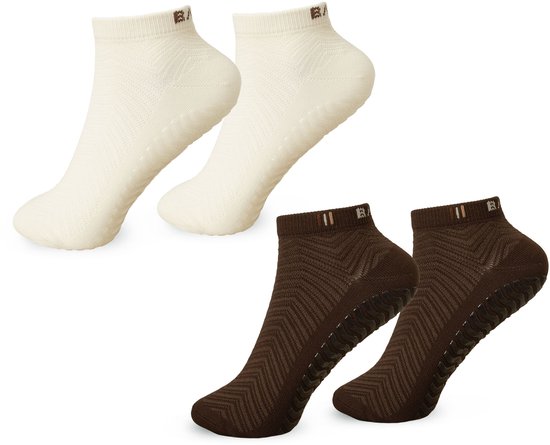 BAHE - 2Pack Studio Grippy Ankle Socks - Pilates Socks - Antislip Sokken - Grip Socks - Yogasokken van Bahe