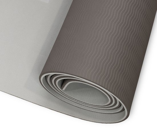BAHE - Reversible mat - Yogamat met 2 zijdes - 183x61x0.6cm - Pebble Grey - Yoga mat - Yin yoga - Hatha Yoga van Bahe