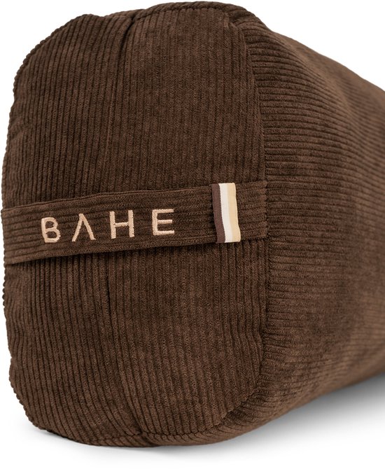 BAHE - Yoga Bolster - Yogakussen - Meditatiekussen - 70 x 24 cm - Corduroy Hoes Bruin Ribstof van Merkloos