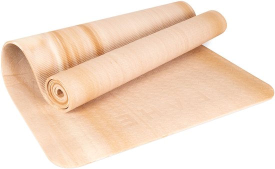 BAHE Yoga Mat 6 mm - Prime Support - Incl Draagriem - 173 x 61 x 0.6 cm - Yoga - Dusty Beige Marble
