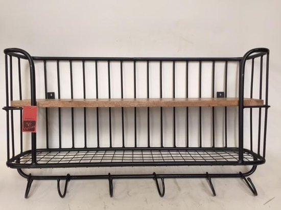 Bakkersrek - Metaal - Zwart - 80 x 43 x 20  cm - Varios van LIFA LIVING