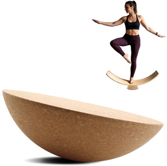 Balance Board halfrond, kurk, halfrond, diameter 15 cm, van massief kurk voor yoga, fitness, boardsport, surfin, natuurlijk materiaal, ecologisch materiaal