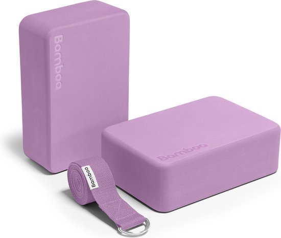 Bamboa Yogablokken Set Roze + Gratis Yoga Riem | Ronde hoeken | EVA Foam | 2 Yoga Blokken van Merkloos