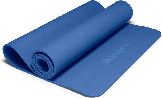 Bamboa Yogamat Blauw | 6mm | Anti-Slip | Optimale Grip | Sterke Yoga mat | Makkelijk schoon te houden van Bamboa