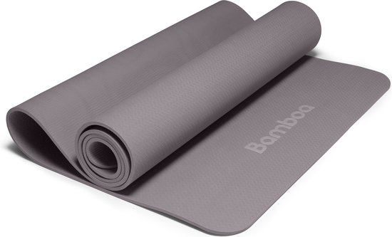 Bamboa Yogamat Grijs | 6mm | Anti-Slip | Optimale Grip | Sterke Yoga mat | Makkelijk schoon te houden van Bamboa
