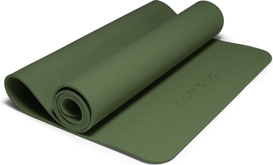 Bamboa Yogamat Groen | 6mm | Anti-Slip | Optimale Grip | Sterke Yoga mat | Makkelijk schoon te houden | Army Groen van Bamboa