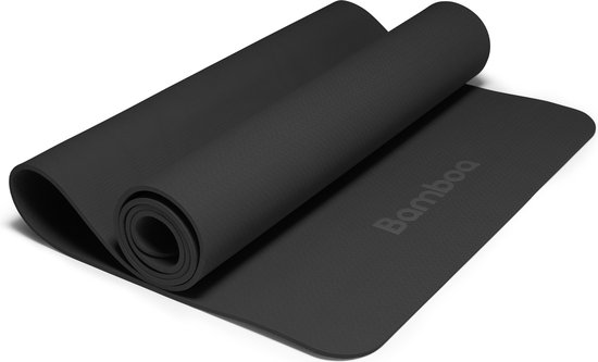 Bamboa Yogamat Zwart | 6mm | Anti-Slip | Optimale Grip | Sterke Yoga mat | Makkelijk schoon te houden van Bamboa