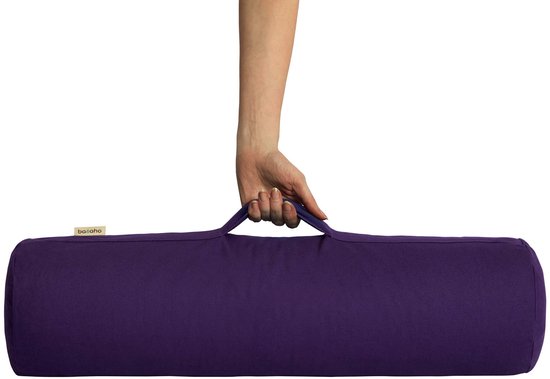 basaho Yoga Bolster - Biologisch Katoen (OCS Gecertificeerd) - Boekweitdoppen - Afneembare Wasbare Hoes (Mosterd) - ShopVlot