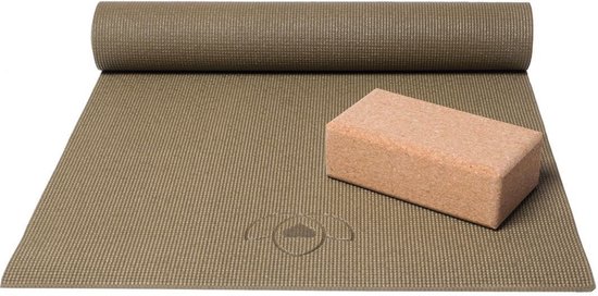 Basispakket yogamat en blok - donkergroen van Pure2Improve