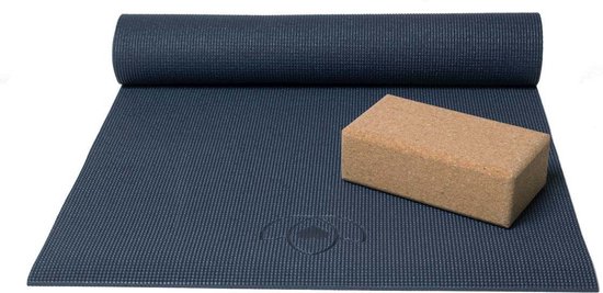 Basispakket yogamat en blok - indigo van Pure
