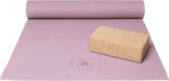 Basispakket yogamat en blok - lavendelpaars van Essenza