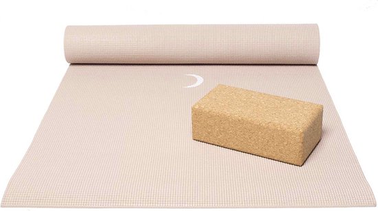 Basispakket yogamat en blok - moon sand van Basi