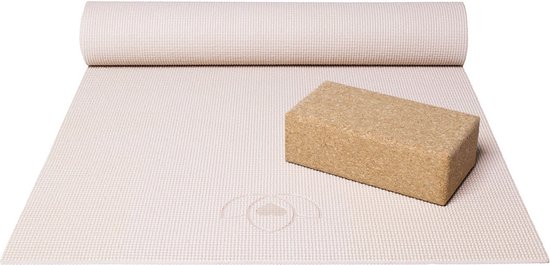 Basispakket yogamat en blok - sand van Basi