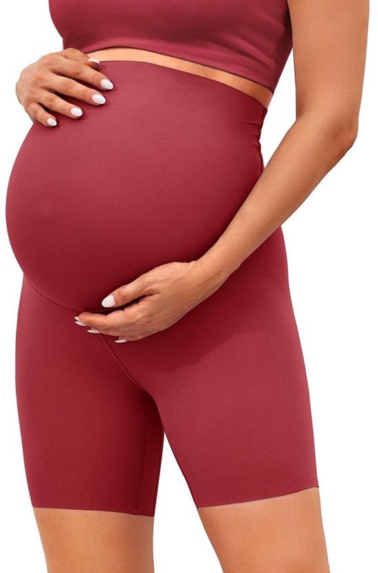 BAYDI Clouduxi Zwangerschap Fietsbroek 6” – Hoge Taille Maternity Legging XS (Garnet Pink)