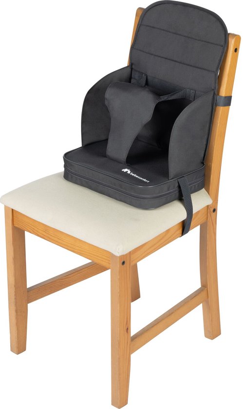 Bebecomfort Travel Booster hoge stoel voor kinderen, draagbaar en opvouwbaar, extra bekleding, voor kinderen vanaf 6 maanden tot 3 jaar (15 kg), Graphite van bebe