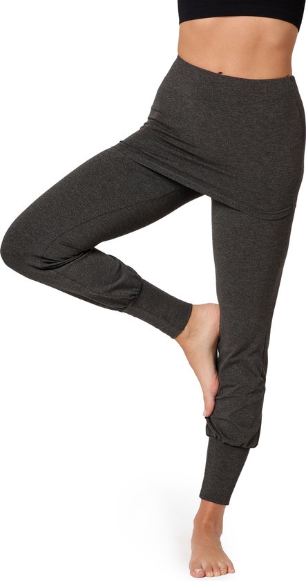 Bellivalini Dames Yogabroek - Sport - Vrijetijdsbroek - Lang - Viscose - Sportbroek - BLV-BLV50-275-YPS - Donker melange - XS