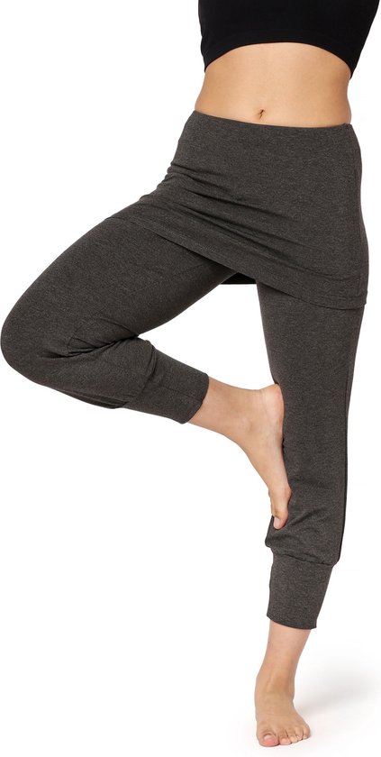 Bellivalini Dames Yogabroek - Sport - Vrijetijdsbroek - Lang - Viscose - Sportbroek - BLV-BLV50-276-YPS - Donker melange - 3XL