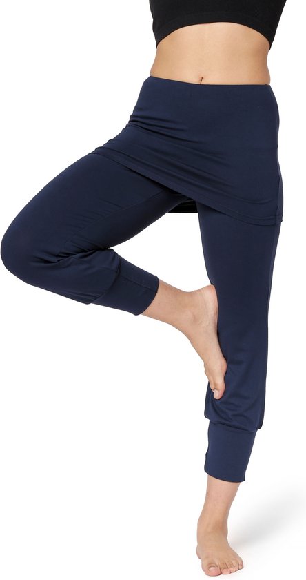 Bellivalini Dames Yogabroek - Sport - Vrijetijdsbroek - Lang - Viscose - Sportbroek - BLV-BLV50-276-YPS - Donkerblauw - XXL
