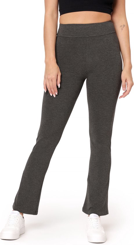 Bellivalini Dames Yogabroek - Sport - Vrijetijdsbroek - Lang - Viscose - Sportbroek - BLV-BLV50-277-YPF - Donker melange - S
