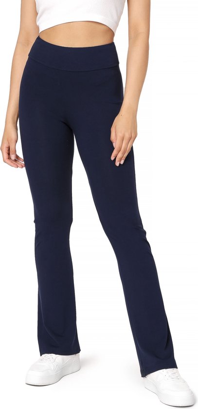 Bellivalini Dames Yogabroek - Sport - Vrijetijdsbroek - Lang - Viscose - Sportbroek - BLV-BLV50-277-YPF - Donkerblauw - L