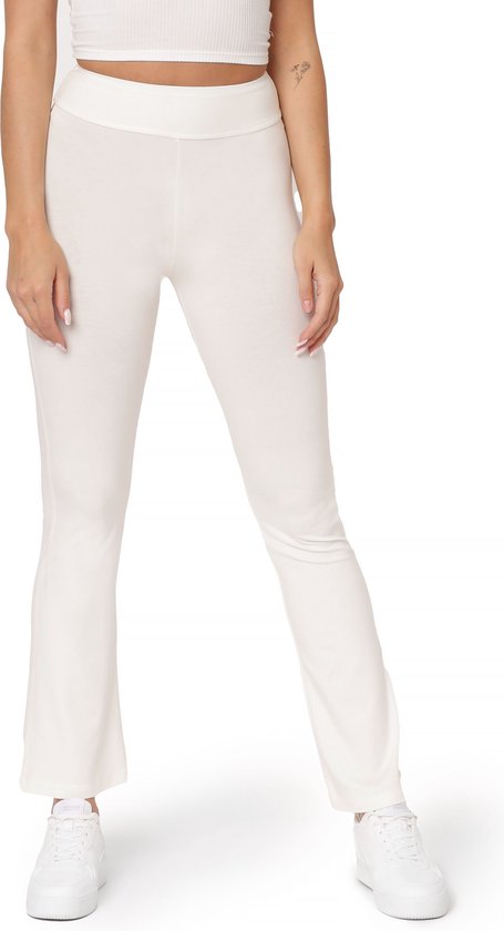 Bellivalini Dames Yogabroek - Sport - Vrijetijdsbroek - Lang - Viscose - Sportbroek - BLV-BLV50-277-YPF - Ecru - XXL