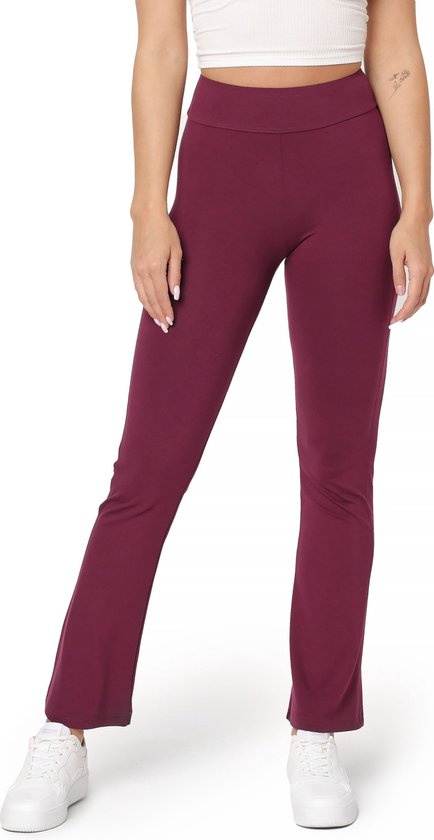 Bellivalini Dames Yogabroek - Sport - Vrijetijdsbroek - Lang - Viscose - Sportbroek - BLV-BLV50-277-YPF - Wijn - XS van Merkloos