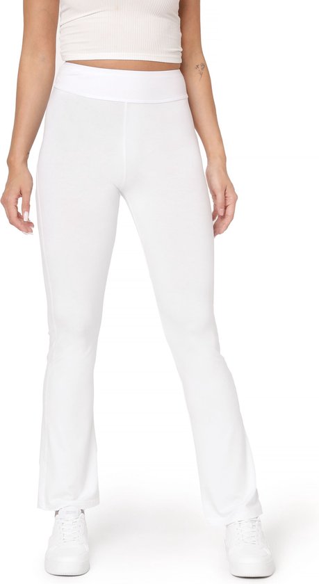 Bellivalini Dames Yogabroek - Sport - Vrijetijdsbroek - Lang - Viscose - Sportbroek - BLV-BLV50-277-YPF - Wit - XXL van Merkloos