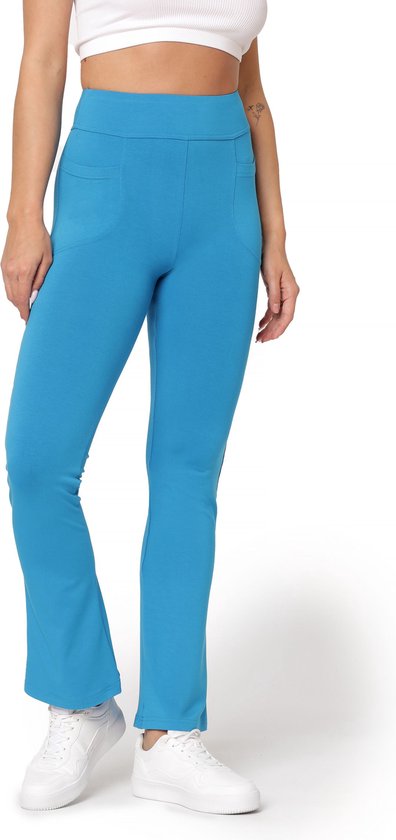 Bellivalini Dames Yogabroek - Sport - Vrijetijdsbroek - Lang - Viscose - Sportbroek - BLV-BLV50-282-YPF - Blauw - S van Merkloos