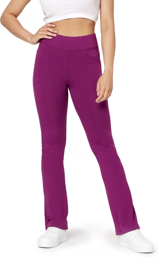 Bellivalini Dames Yogabroek - Sport - Vrijetijdsbroek - Lang - Viscose - Sportbroek - BLV-BLV50-282-YPF - Fuchsia - S