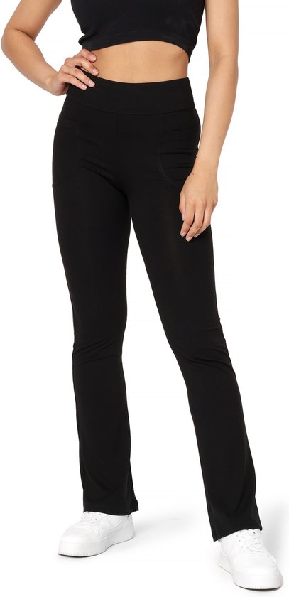 Bellivalini Dames Yogabroek - Sport - Vrijetijdsbroek - Lang - Viscose - Sportbroek - BLV-BLV50-282-YPF - Zwart - XL van Merkloos