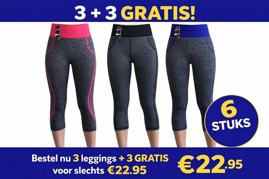 Belucci Dames Legging capri model (3pack) maat one size valt als S/M van Belucci