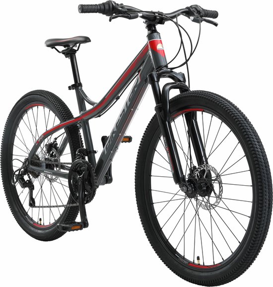Bikestar  26 inch hardtail Alu MTB, 21 speed, grijs / rood van Bikestar