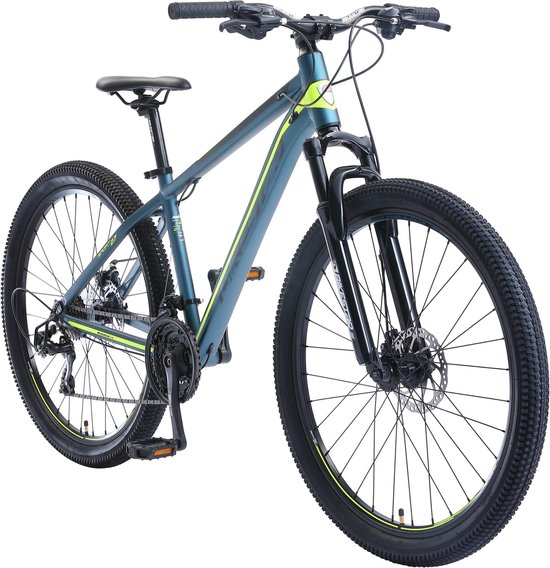 Bikestar 27.5 inch, 21 speed hardtail Sport MTB, blauw /groen van Bikestar