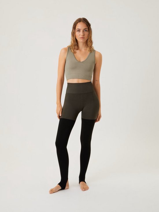 Björn Borg - Dames - Sthlm Seamless Open Heel Tights - Groen/Multicolour/Zwart - Maat L / XL van Merkloos