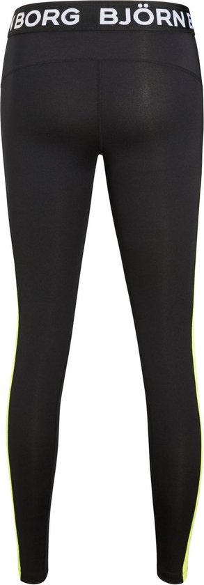 Bjorn Borg LA Stripe dames tight - performance - zwart / geel - maat L van Bjorn Borg