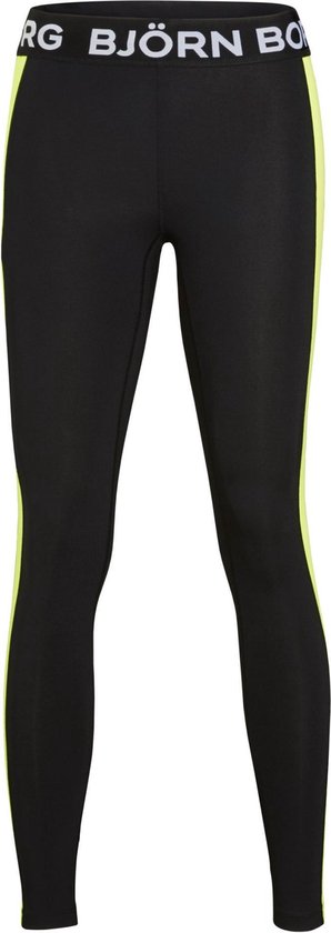 Bjorn Borg LA Stripe dames tight - performance - zwart / geel - maat S van Bjorn Borg