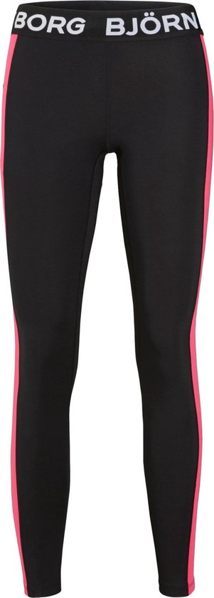Bjorn Borg LA Stripe dames tight - performance - zwart / roze - maat S van Bjorn Borg