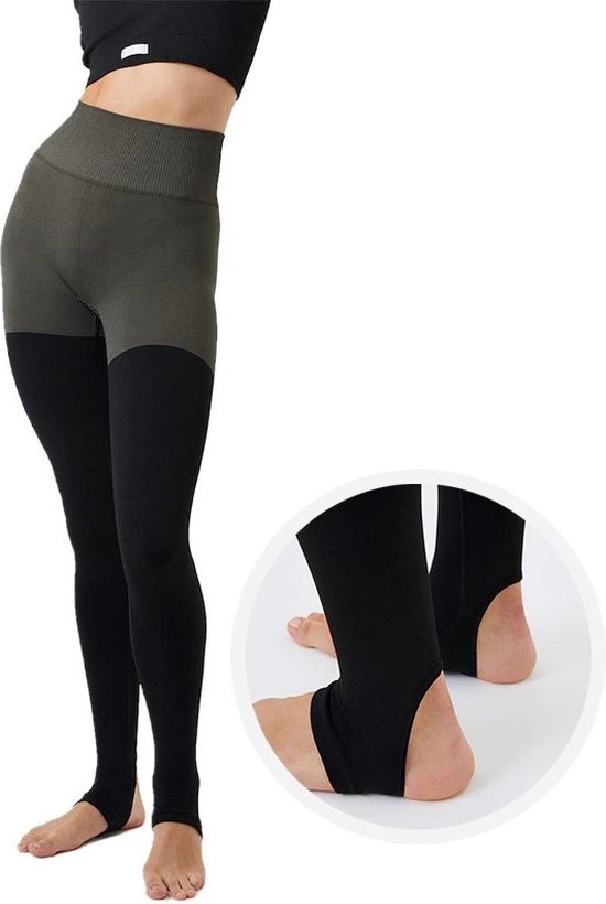Björn Borg Sthlm Seamless Open Heel Tights – Naadloze Hoge Taille Leggings met Open Hiel in Groen en Zwart maat S/M Vrouwen van Bjorn Borg