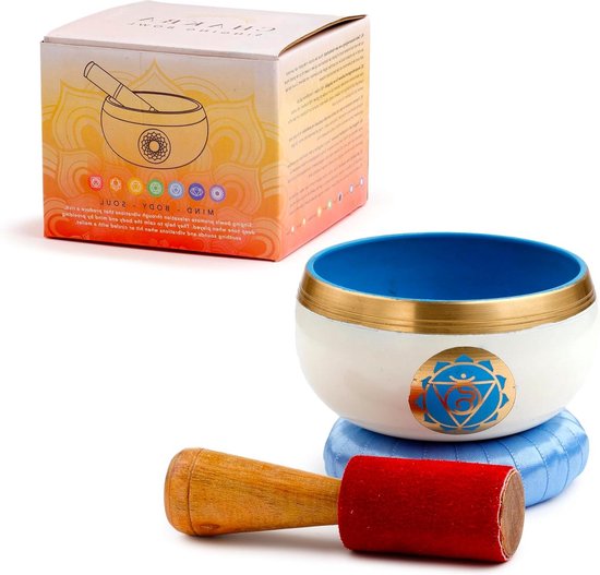 Blauwe Chakra Tibetaanse bel met rustgevend geluid van Ohm Mani Padme Hum